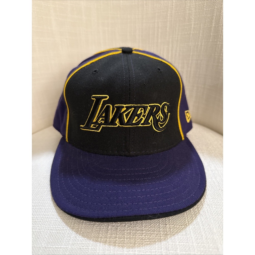 NEW ERA 59FIFTY FITTED HAT LA LOS ANGELES LAKERS CAP SIZE 7 3/8 90s 100% Wool